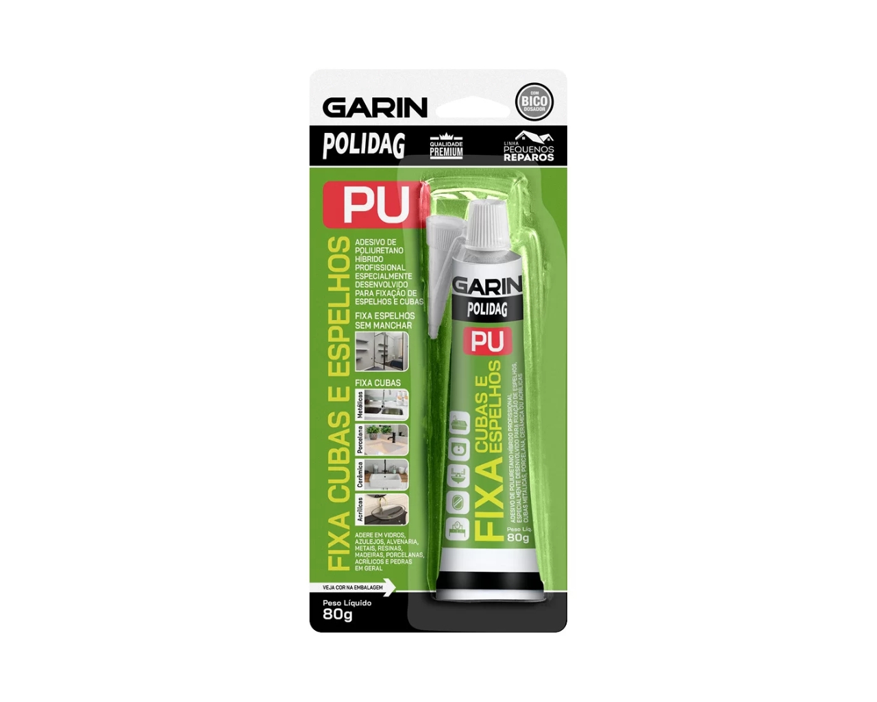 FIXA CUBA/ESPELHO PU POLIDAG BRANCO 80G BLISTER