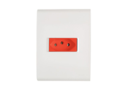 CONJUNTO 4X2 COM 2 TOMADAS 2P+T 10A TRAMONTINA LIZ BRANCA/VERMELHA