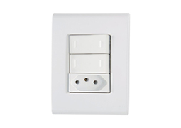 CONJUNTO 4X2 COM 2 INTERRUPTORES SIMPLES E 1 TOMADA 2P+T 10A 250V TRAMONTINA LIZ BRANCO