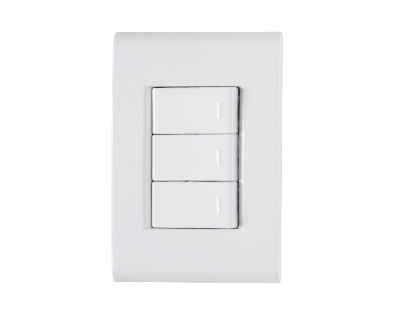CONJUNTO 4X2 COM 3 INTERRUPTORES SIMPLES TRAMONTINA LIZ 10A 250V BRANCO