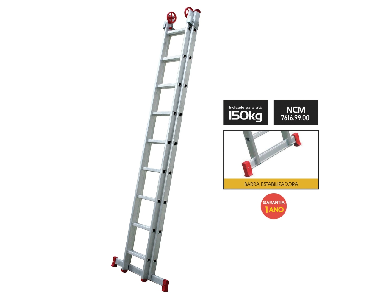 ESCADA ALUMÍNIO EXTENSIVA DUPLA 09X2 DEGRAUS