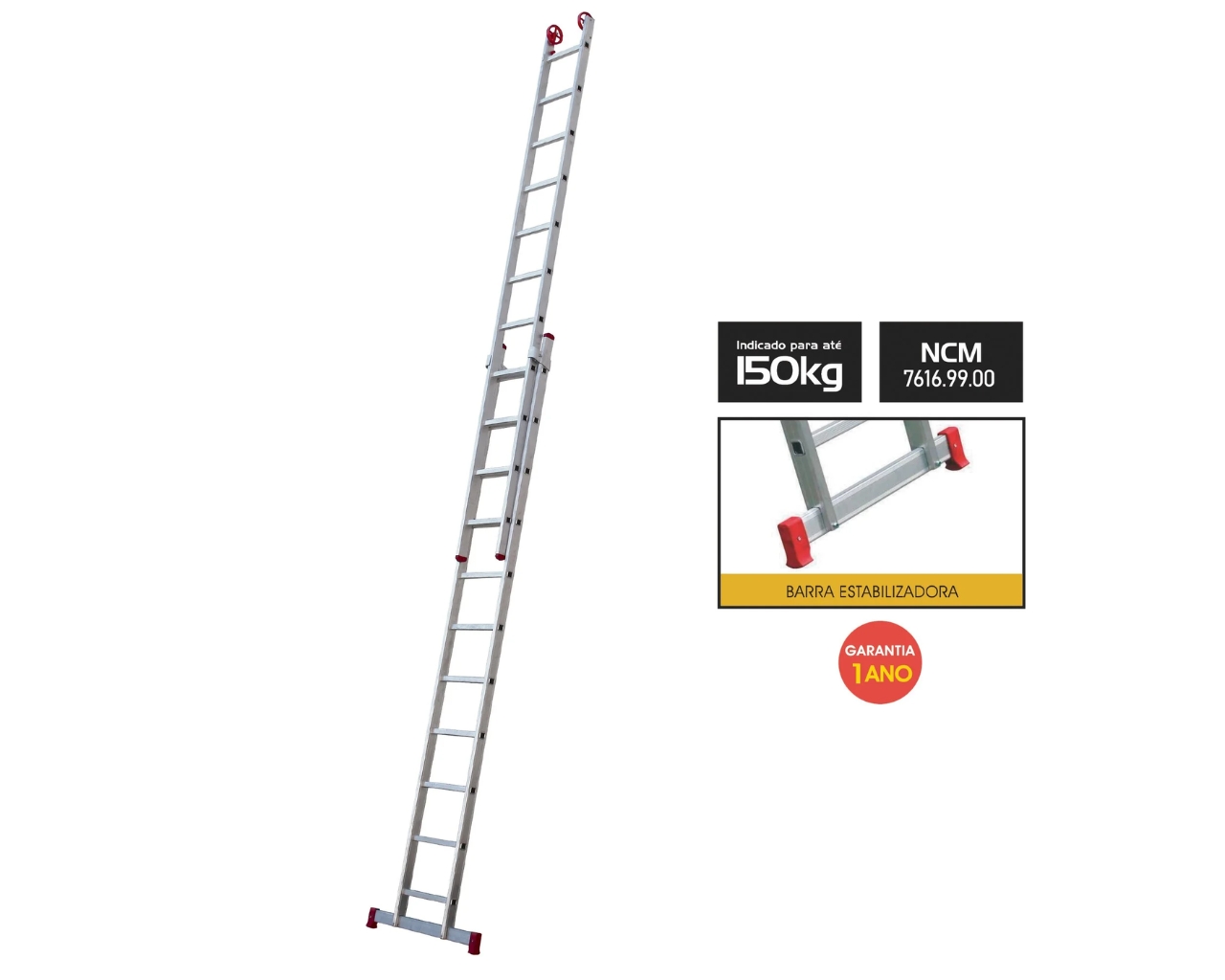 ESCADA ALUMÍNIO EXTENSIVA DUPLA 11X2 DEGRAUS