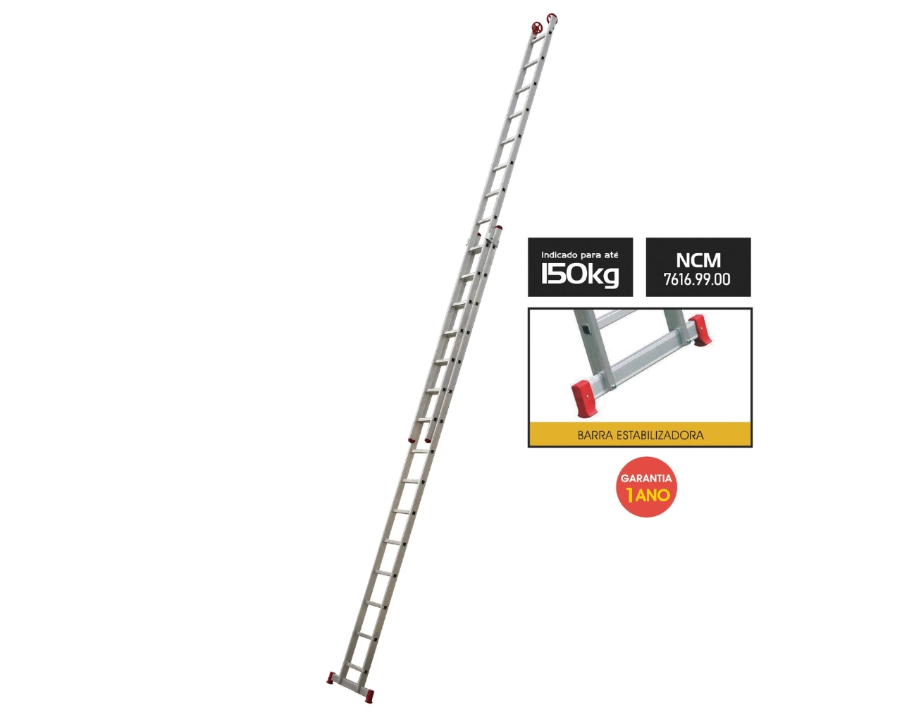 ESCADA ALUMÍNIO EXTENSIVA DUPLA 15X2 DEGRAUS